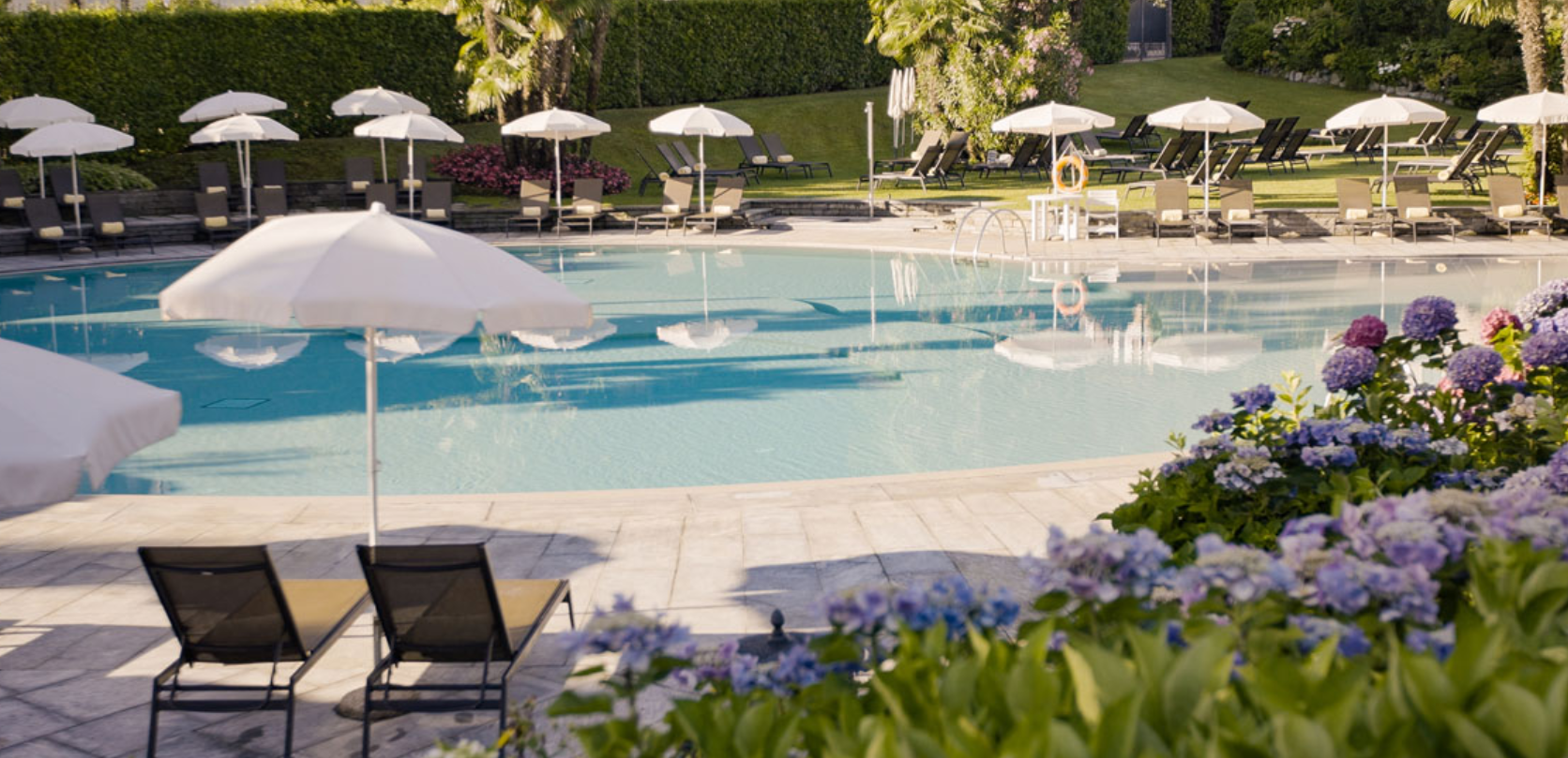 Outdoor pool at Regina Palace Hotel in Stresa